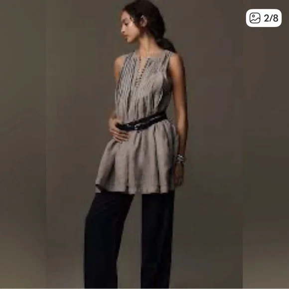 Anthropologie Sleeveless Gray Midi Dress - Picture 2 of 5